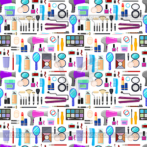 Pattern of tools for makeup - vector clipart