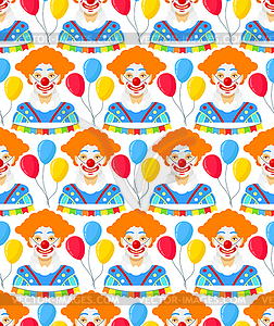 With clowns and colorfull balloons - vector clip art