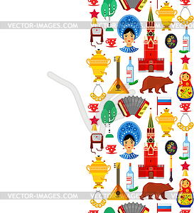 Pattern with traditional Russian attributes - vector image