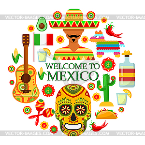 Mexican attributes - vector clipart