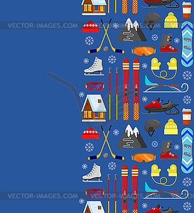 Pattern with winter equipment - vector image