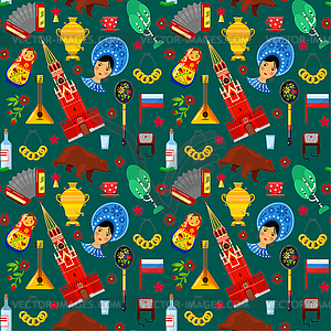 Pattern with traditional Russian attributes - vector image