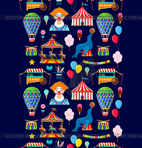 Pattern with circus and amusement elements - royalty-free vector image