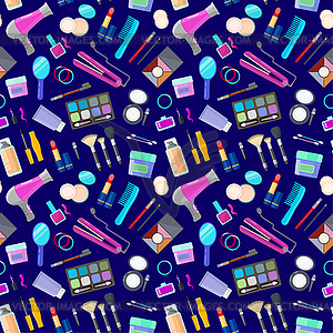 Pattern with tools for makeup - vector clipart