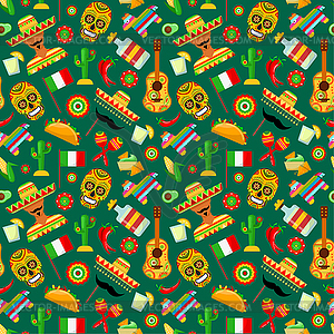 Pattern with traditional Mexican attributes - vector image