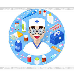 Doctor with medical equipment - vector clipart
