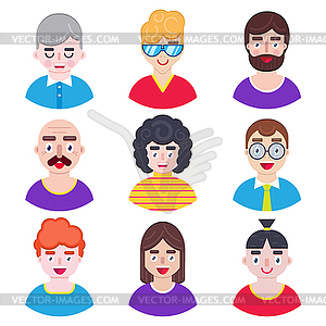 Boys avatars in flat style - vector clip art