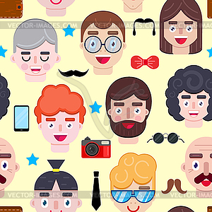 Pattern with men faces - vector clip art