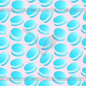 Pattern with blue macaroons - vector clipart