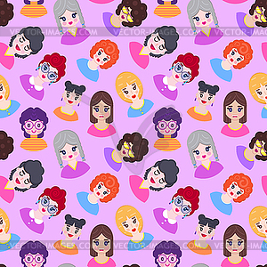 Seamless pattern with girls - vector image