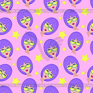 Seamless pattern with girl - vector clip art