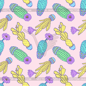 Cactuses on pink background - vector clip art