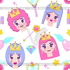 Картина с милыми принцессами - векторизованный клипарт