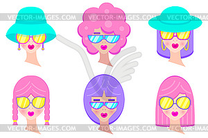 Set of girls avatars - vector image