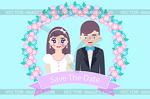 Romantic wedding card - vector image