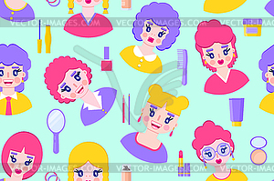 Seamless pattern with girls - vector clip art