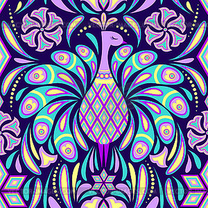 Pattern with peacock - vector image