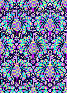 Pattern with peacocks - vector clipart