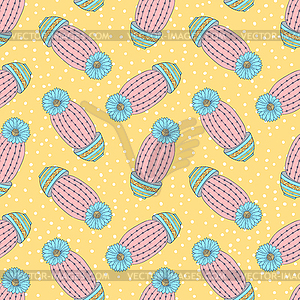 Pattern with cactuses - vector image