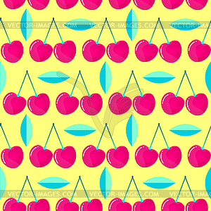 Pattern witn cherries and leaves - vector image