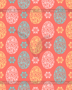 Узоры с цветочными пасхальными яйцами - векторный графический клипарт