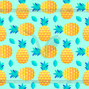 Pattern with pineapples and leaves - vector clipart / vector image