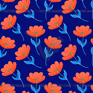 Pattern with bright tulips - color vector clipart