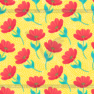 Pattern with bright tulips - vector image