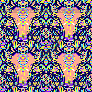 Pattern with elephant - vector clipart