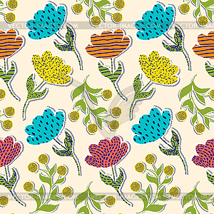 Pattern with paper tulips - vector clipart