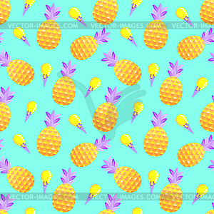 Pattern with pineapples and ice cream - vector clipart