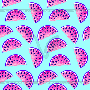 Pattern with watermelons - color vector clipart