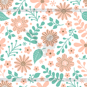 Pattern with flowers and leaves - royalty-free vector image