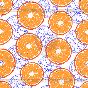 Pattern with orange slices - vector image