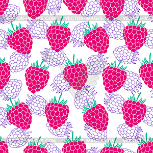 Pattern with raspberries - stock vector clipart