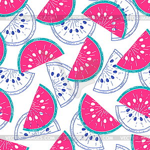 Pattern with watermelons - vector image