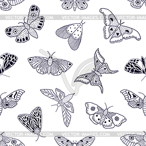 Узор с бабочками и мотыльками - клипарт в векторном виде