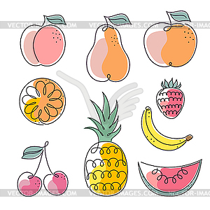 Set of fruits icons - vector clip art