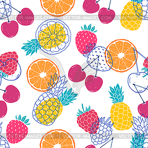 Шаблон с красочными фруктами - графика в векторном формате
