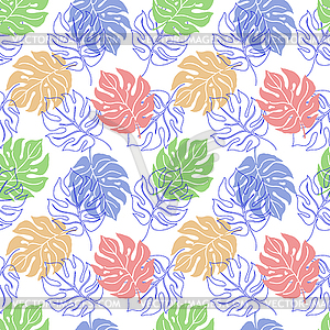 Pattern with monstera leaves - vector clip art