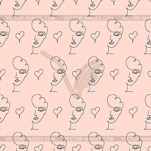 Pattern with woman face - vector clipart