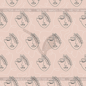 Pattern with woman face - vector clip art