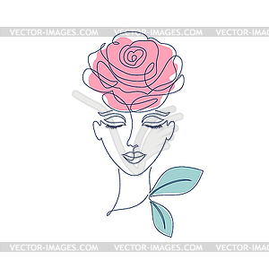 Portrait of young girl - vector clip art