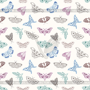 Pattern with butterflies and moths - vector image