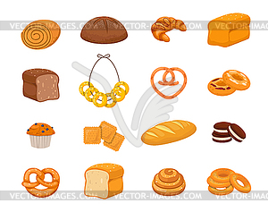 Set of bakery products - vector image