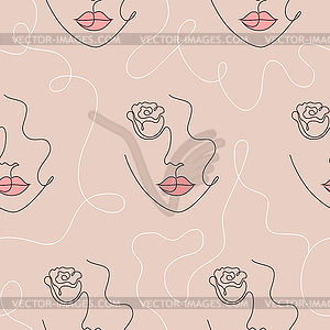 Pattern with woman face - vector clip art