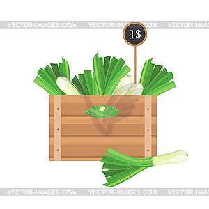 Onion in wooden grate - vector clip art