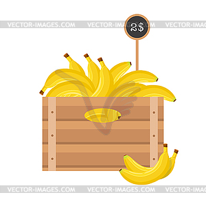 Бананы в деревянной решетке - изображение в векторном формате