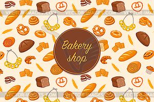 Flyer with baked products - vector clipart