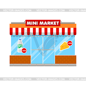 Mini market shop in flat style - vector image